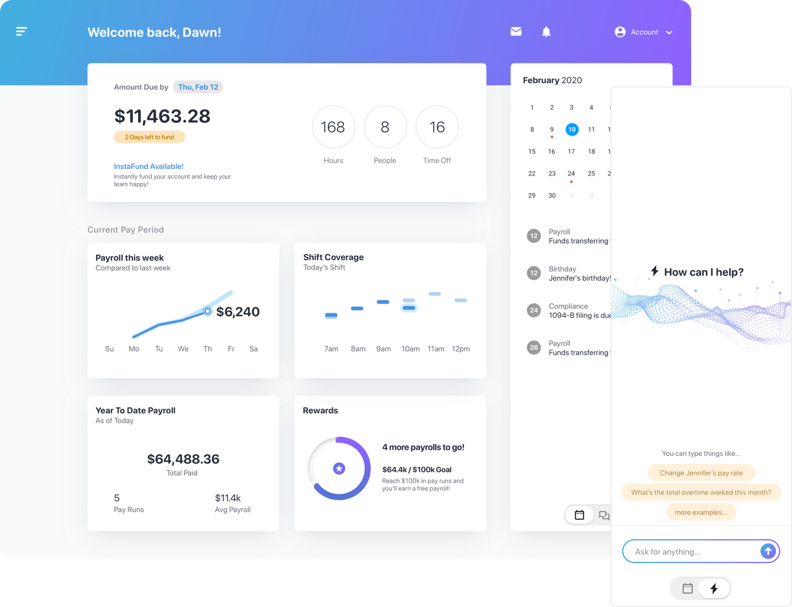 ADP Dashboard with AI assistant