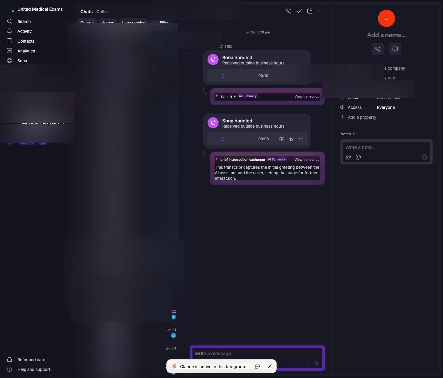 AI Phone System Inbox