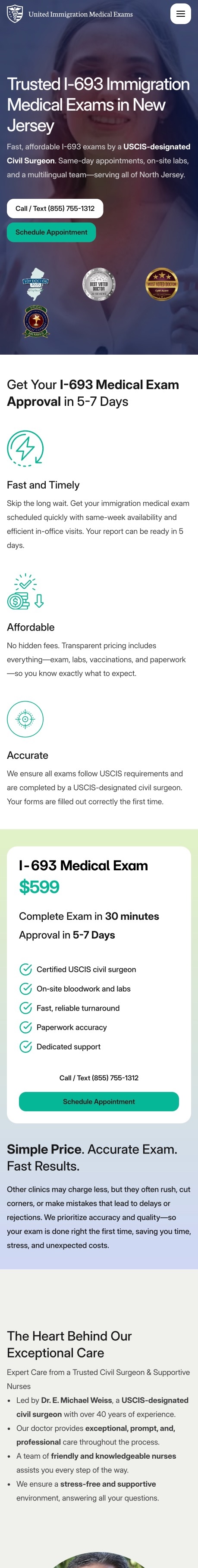 United Medical Exams — Mobile Website